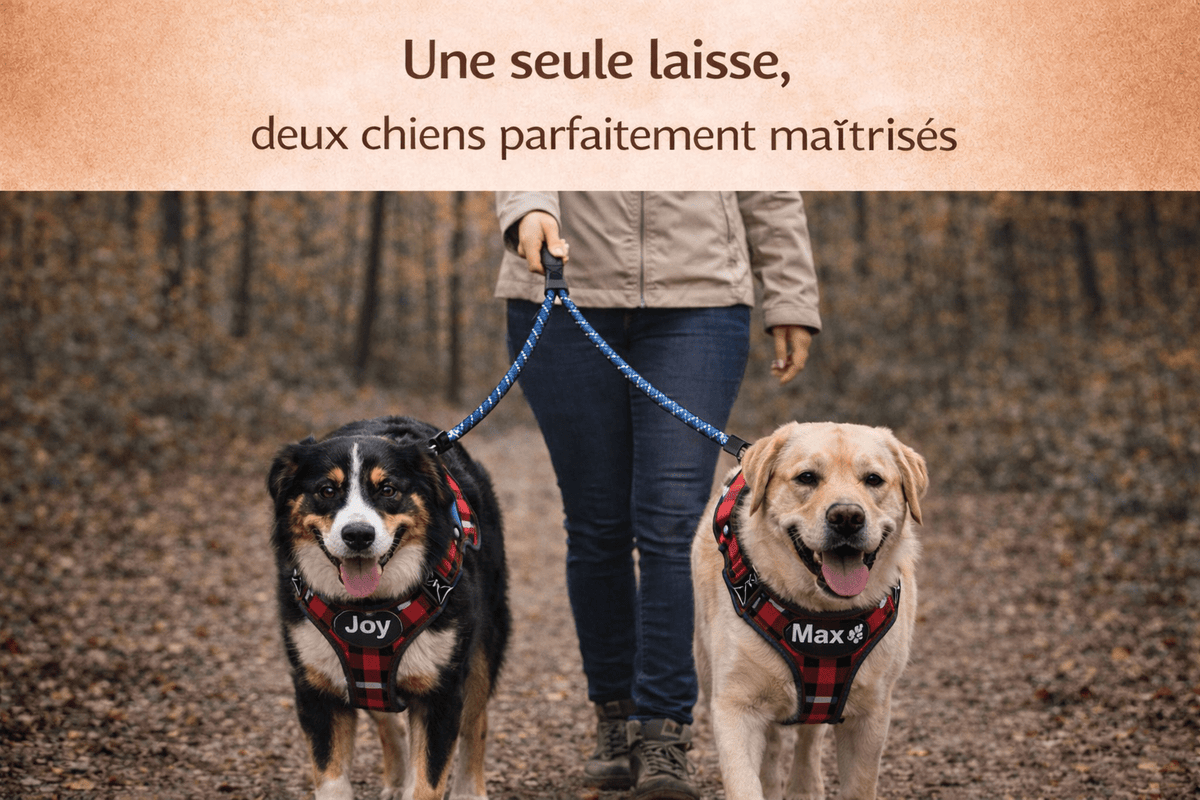 Laisse Double pour Deux Chiens | Promenade Sans emmêlement, Confort & Contrôle - ToutouZEN