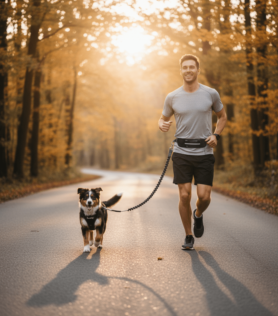 Laisse Running Mains Libres pour Chien - Sacoche intégrée, Balade & Sport - ToutouZEN